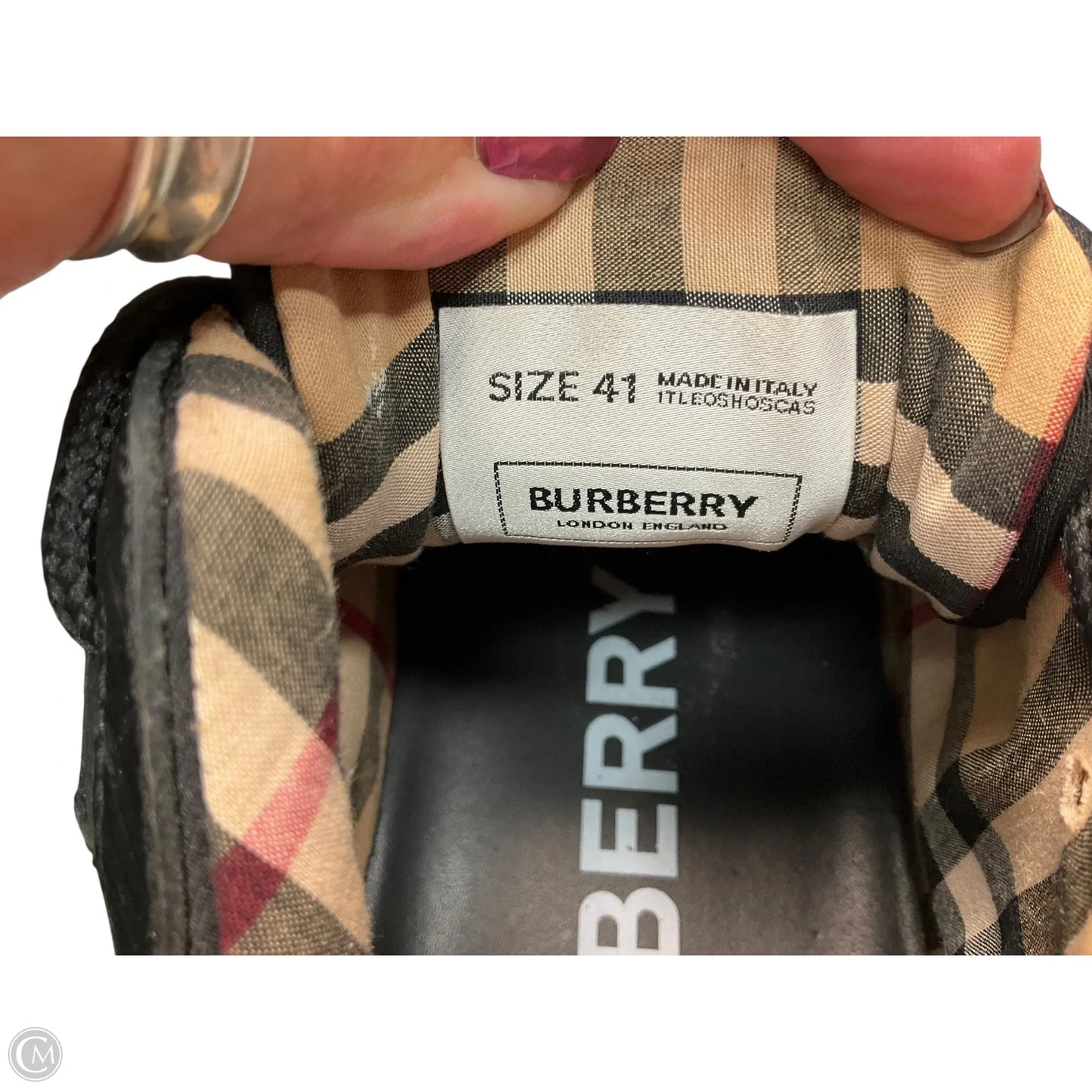 Shoes Luxury Designer By Burberry In Black, Size: 5
