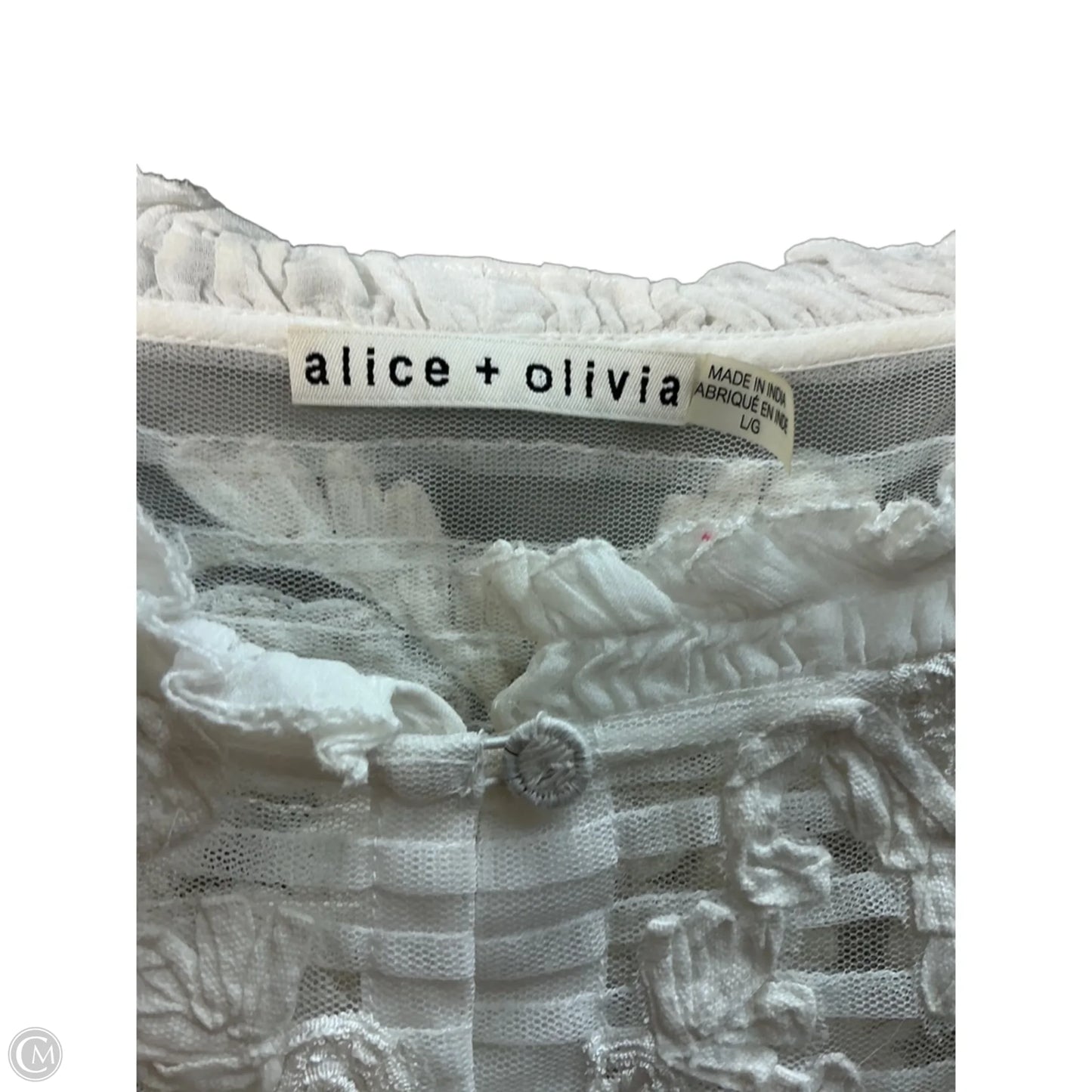 Top Long Sleeve By Alice + Olivia In White, Size: M
