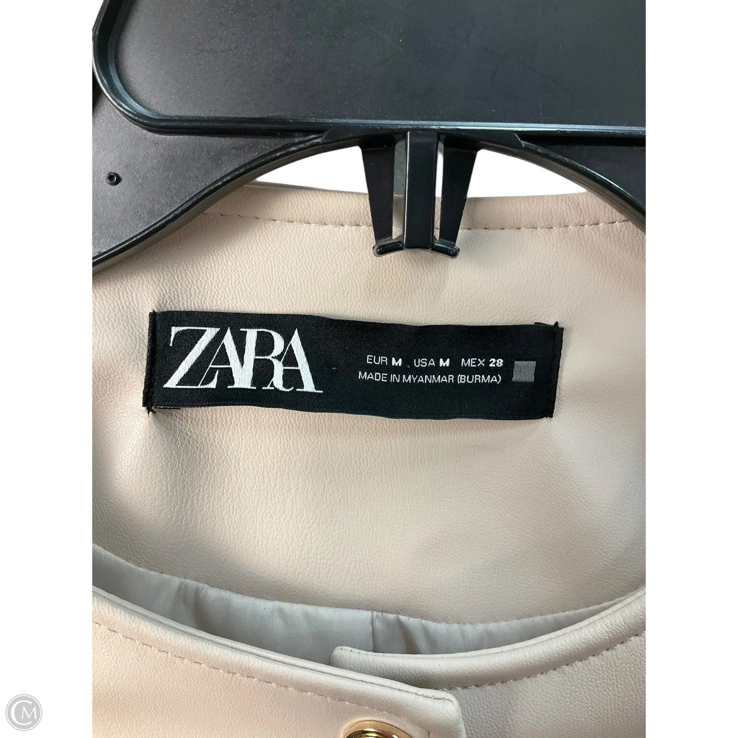 Jacket Moto Leather By Zara In Beige, Size: M