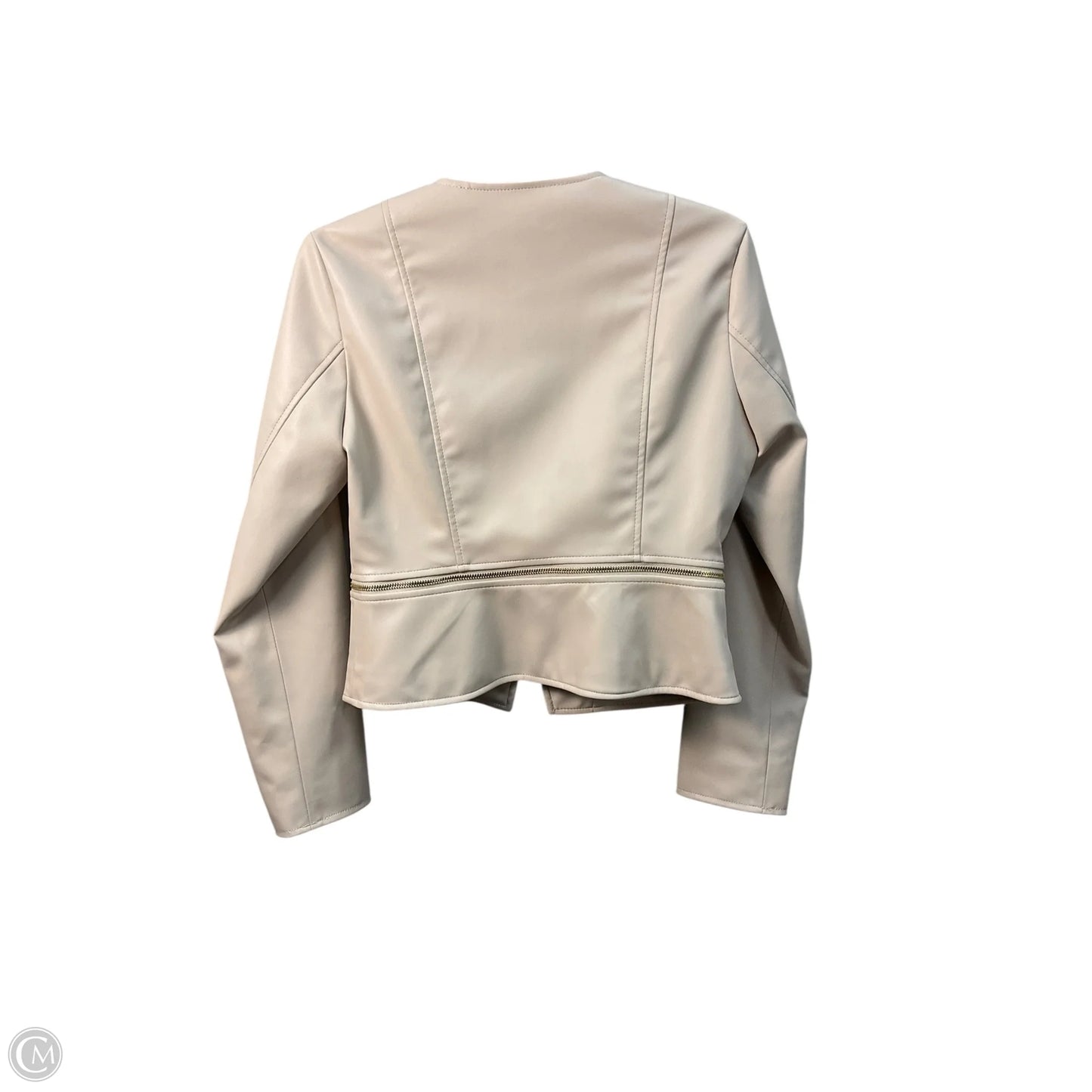 Jacket Moto Leather By Zara In Beige, Size: M