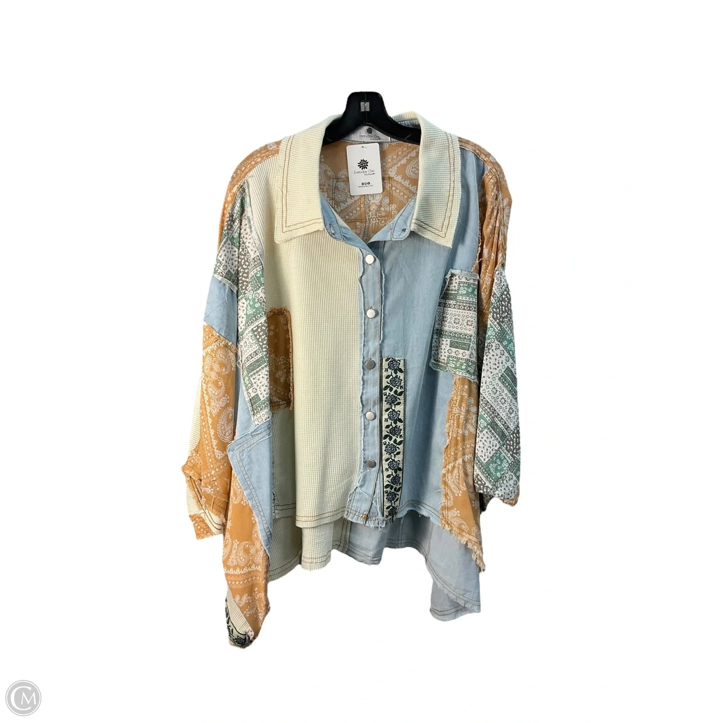 Top Short Sleeve By Clothes Mentor In Orange & White, Size: M