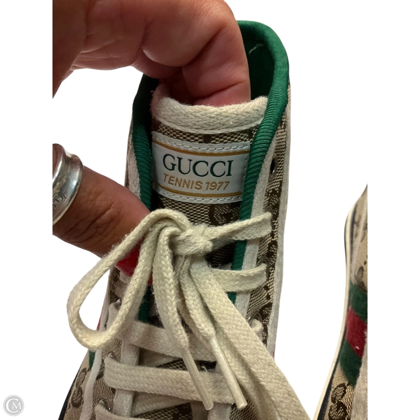 Shoes Luxury Designer By Gucci In Brown, Size: 6