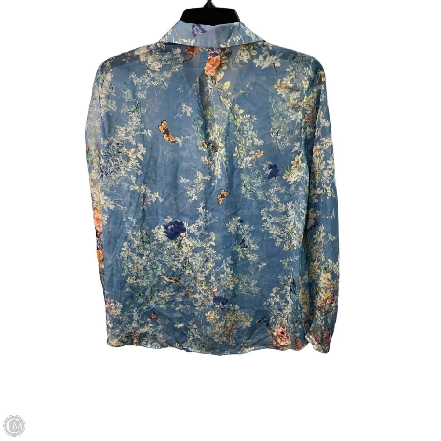 Top Long Sleeve By Zara In Blue, Size: M