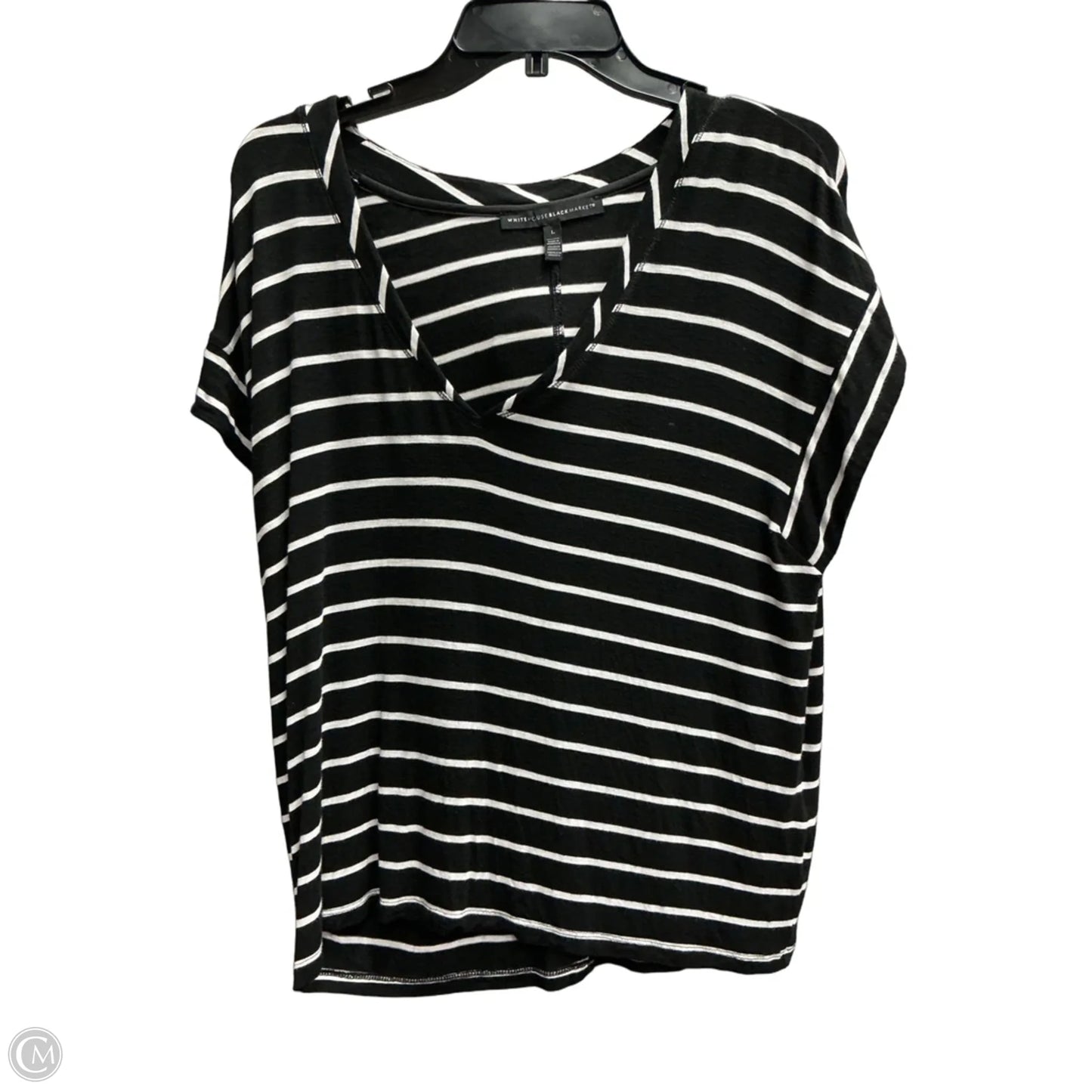 Top Short Sleeve By White House Black Market In Striped Pattern, Size: L