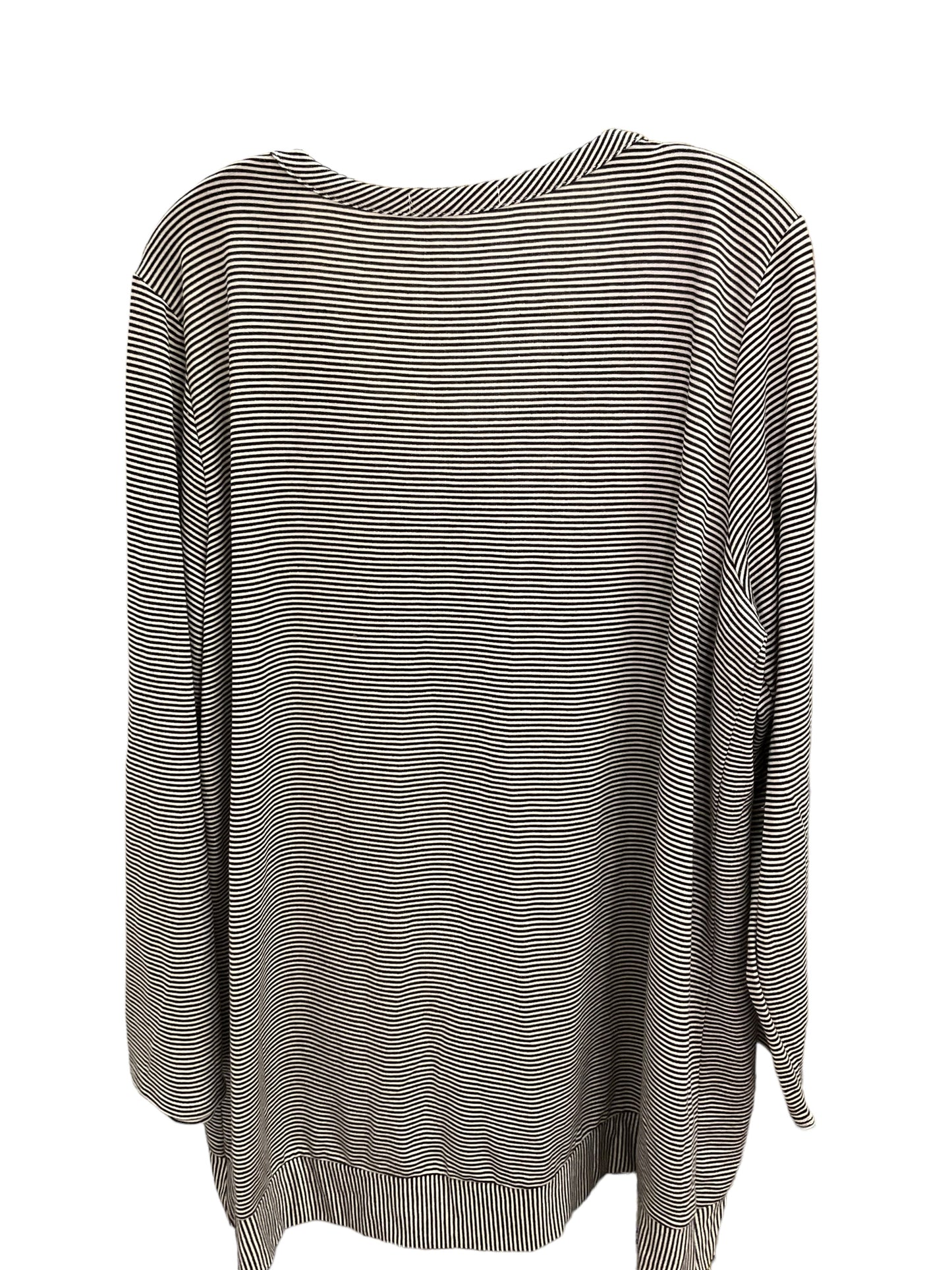 Top Long Sleeve By Kim & Cami In White Black, Size: 24