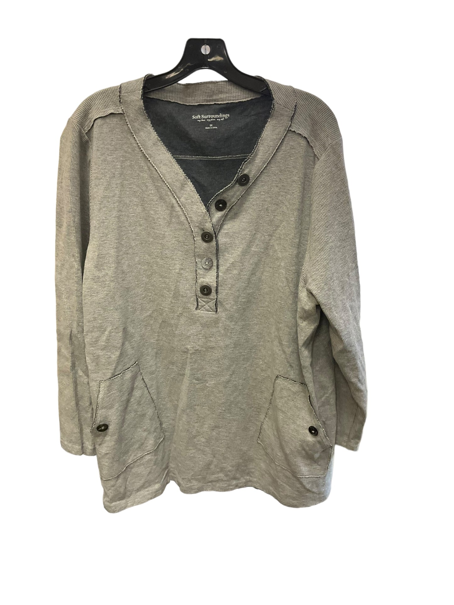 Top Long Sleeve By Soft Surroundings In Grey, Size: 24