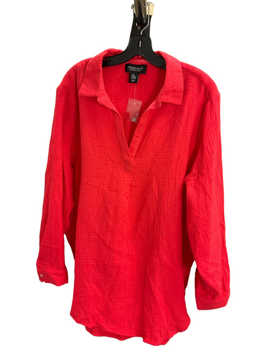 Top Long Sleeve By Jones And Co In Red, Size: 24