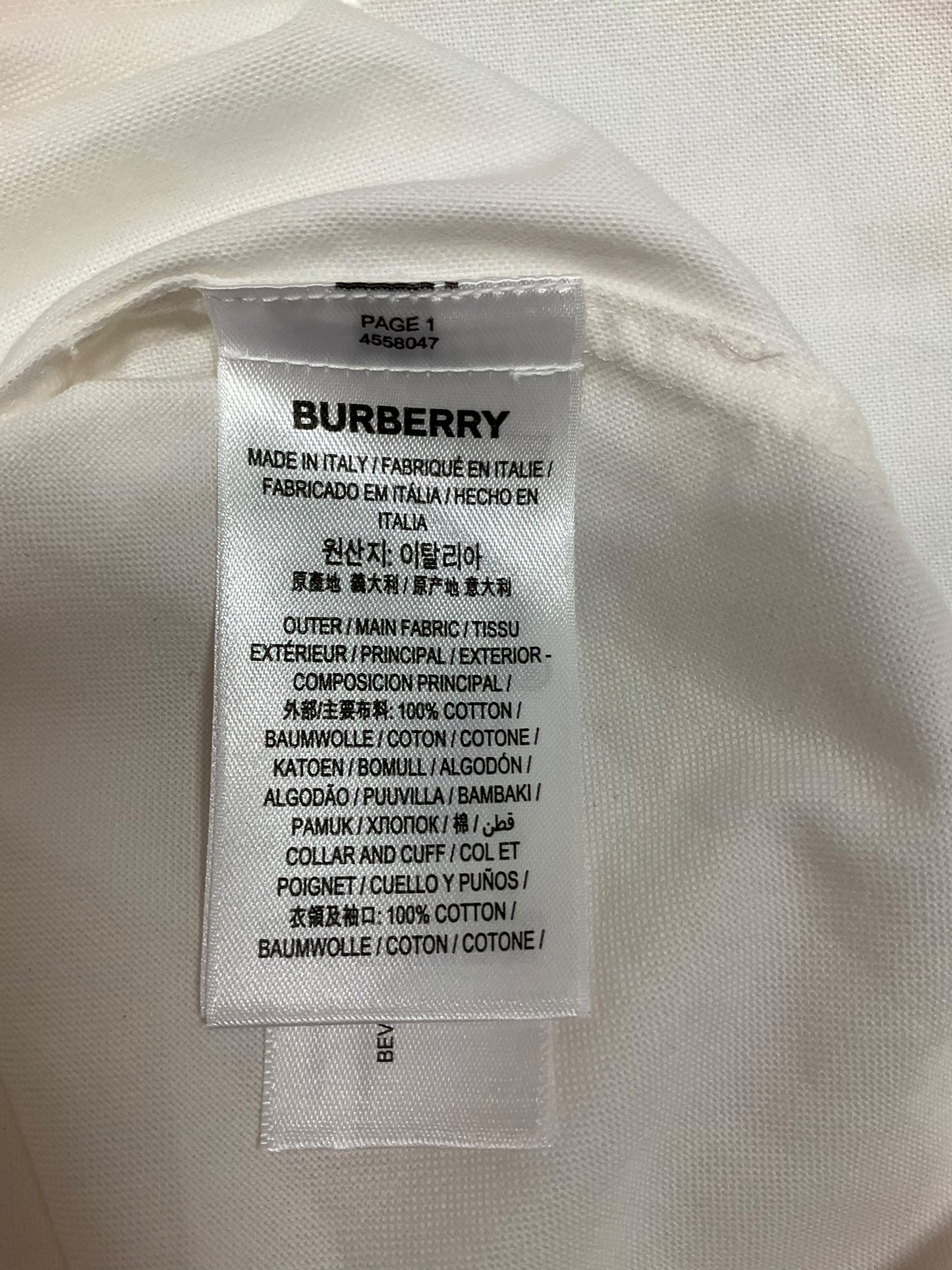 Top Long Sleeve Luxury Designer By Burberry In White, Size: L