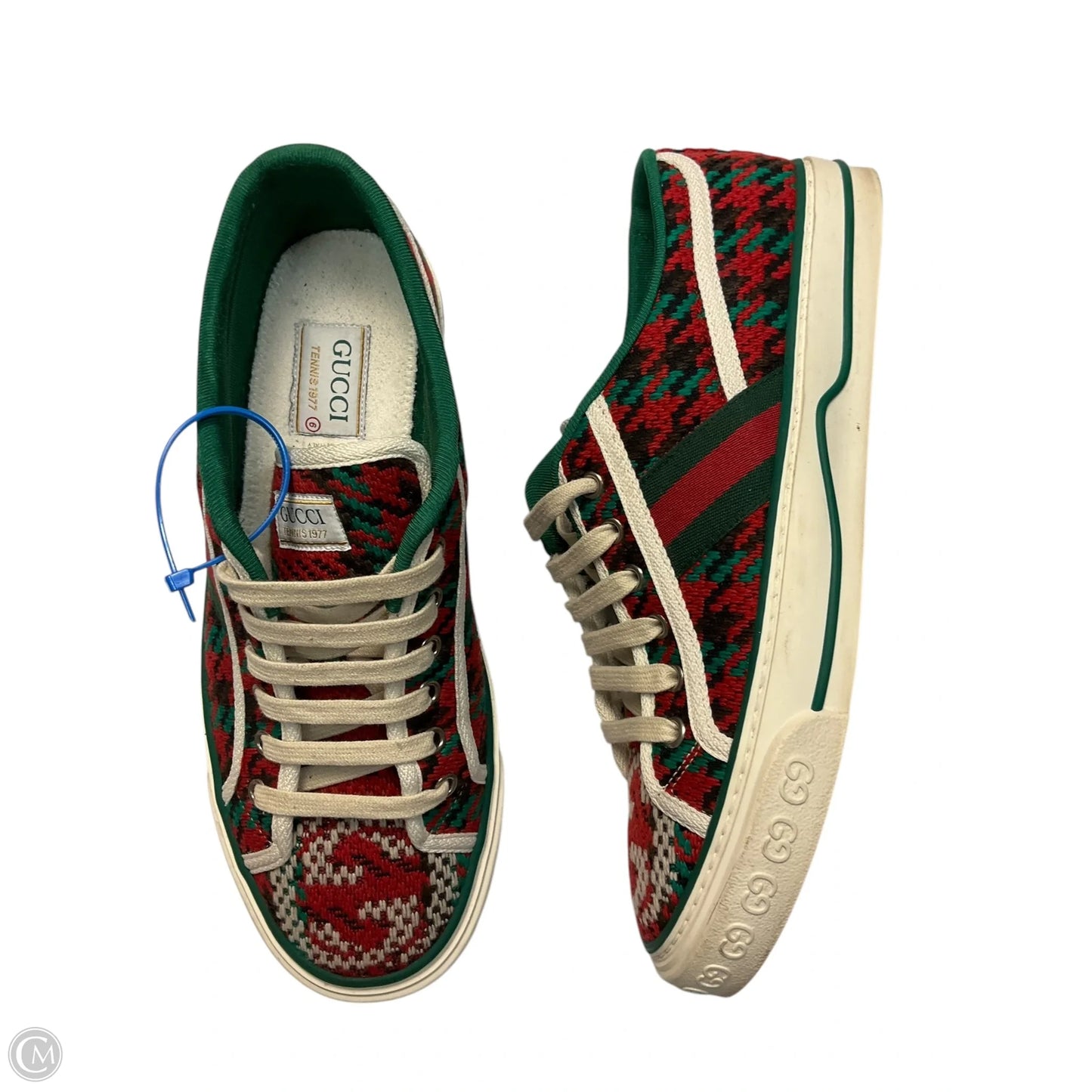 Shoes Luxury Designer By Gucci In Green & Red, Size: 6