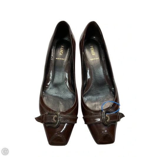 Shoes Luxury Designer By Fendi In Brown, Size: 9