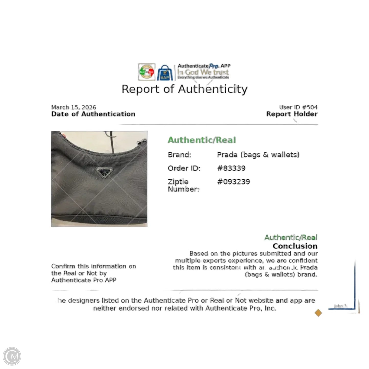 Handbag Luxury Designer By Prada, Size: Small