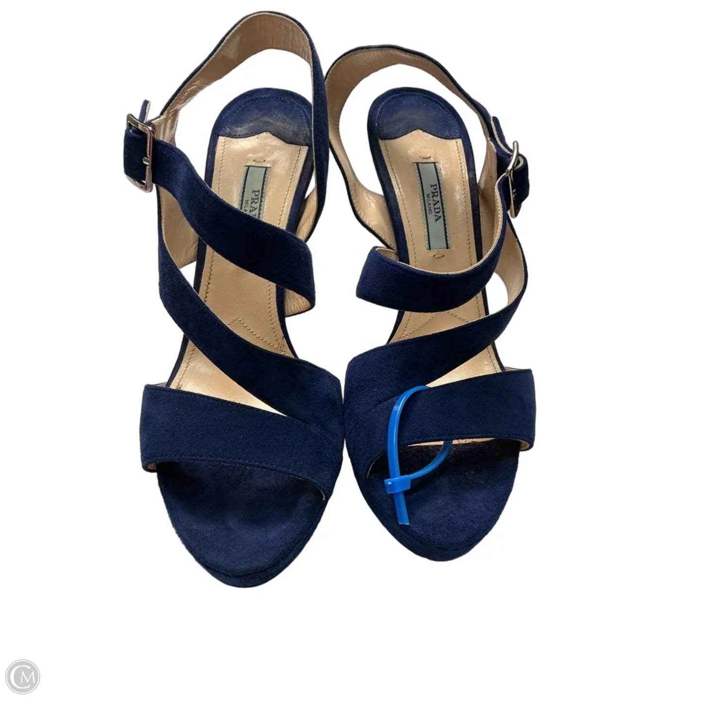 Shoes Luxury Designer By Prada In Navy, Size: 7