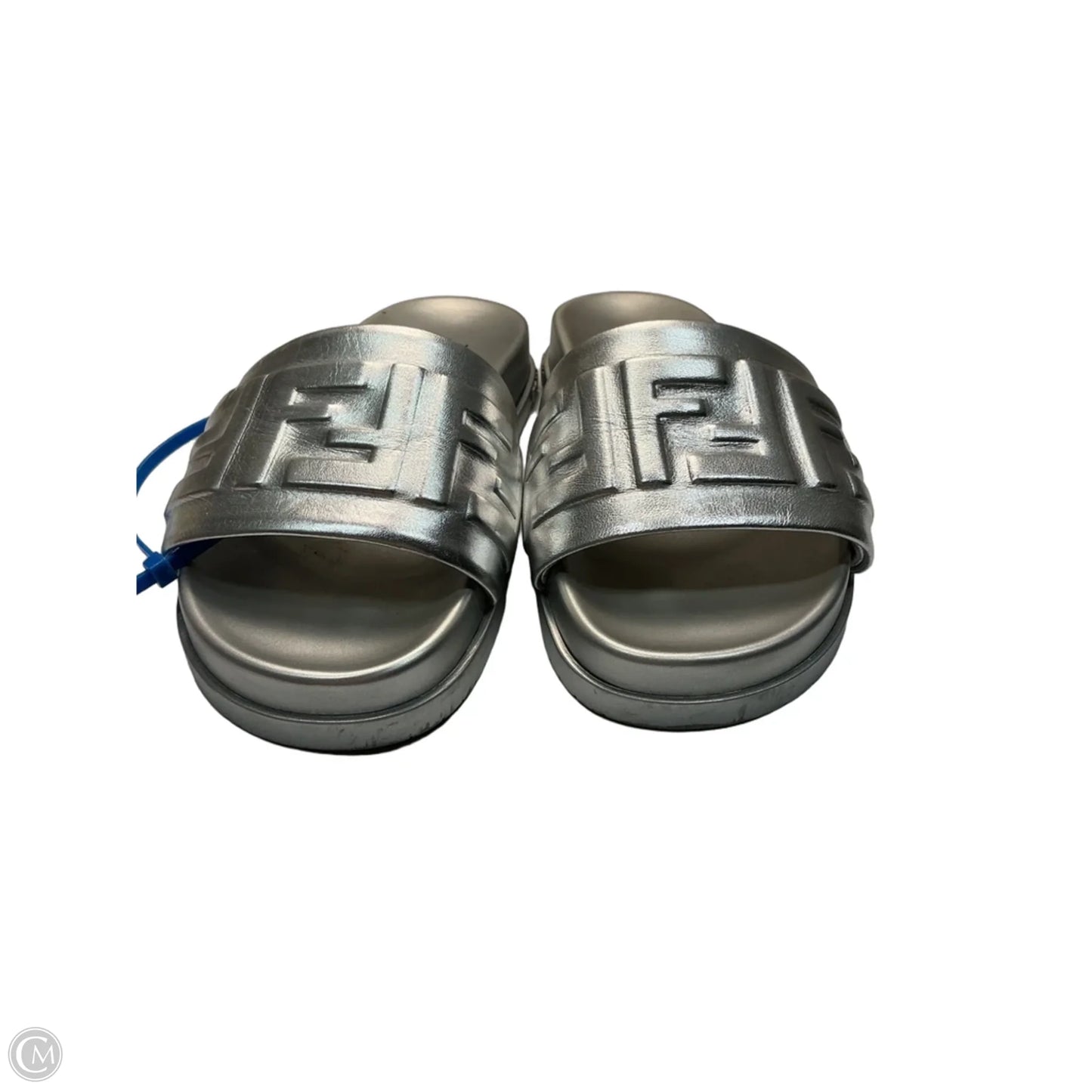 Sandals Luxury Designer By Fendi In Silver, Size: 6