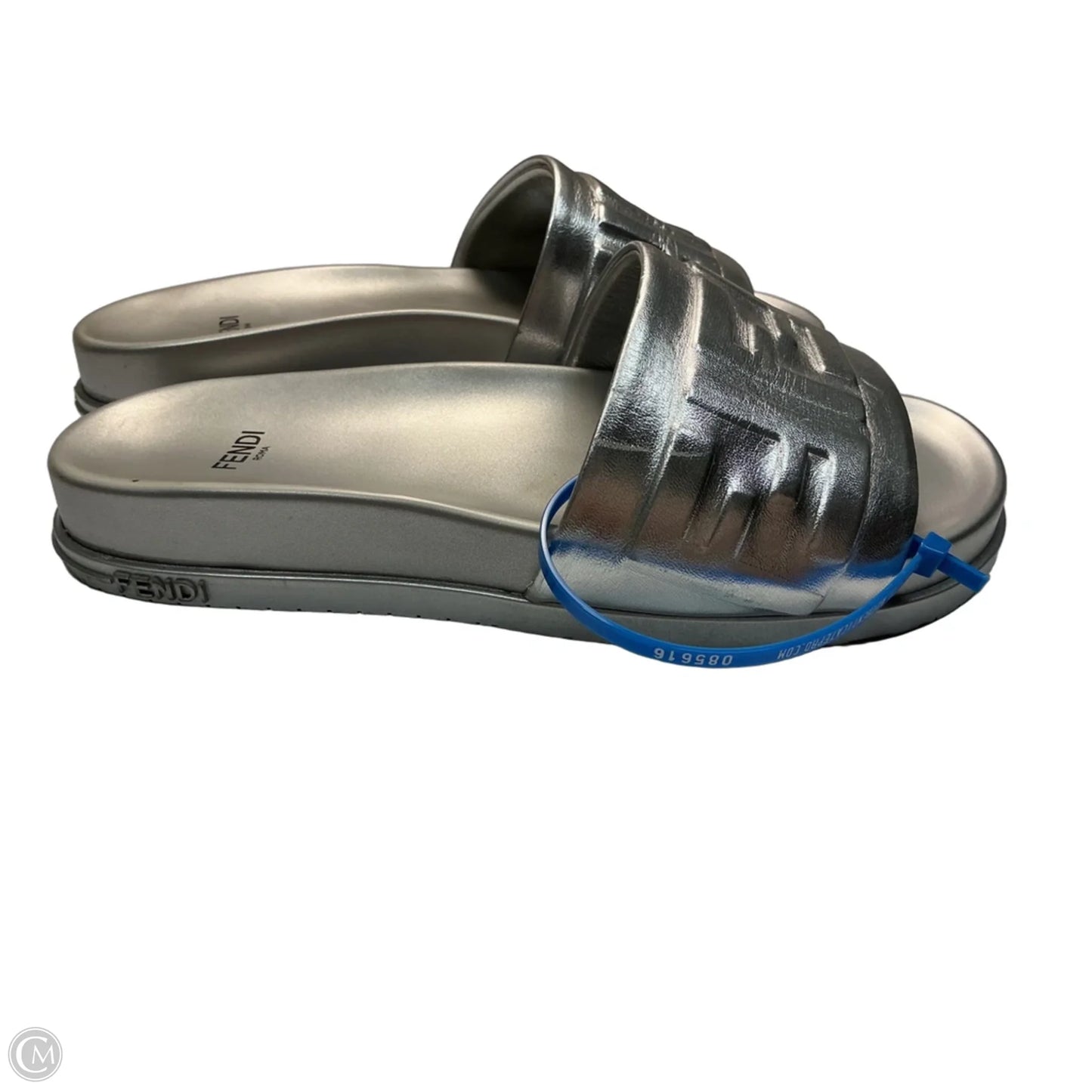 Sandals Luxury Designer By Fendi In Silver, Size: 6