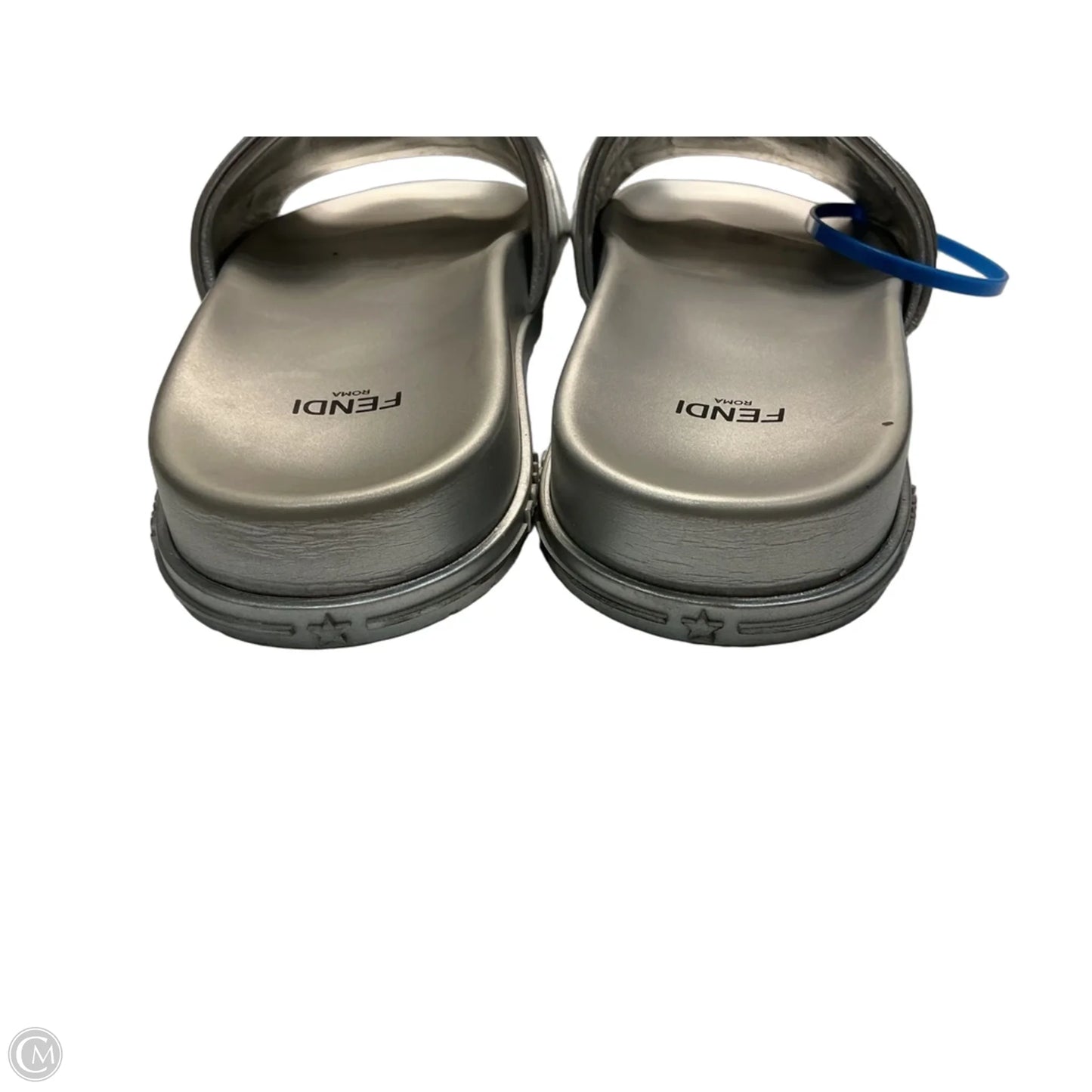 Sandals Luxury Designer By Fendi In Silver, Size: 6