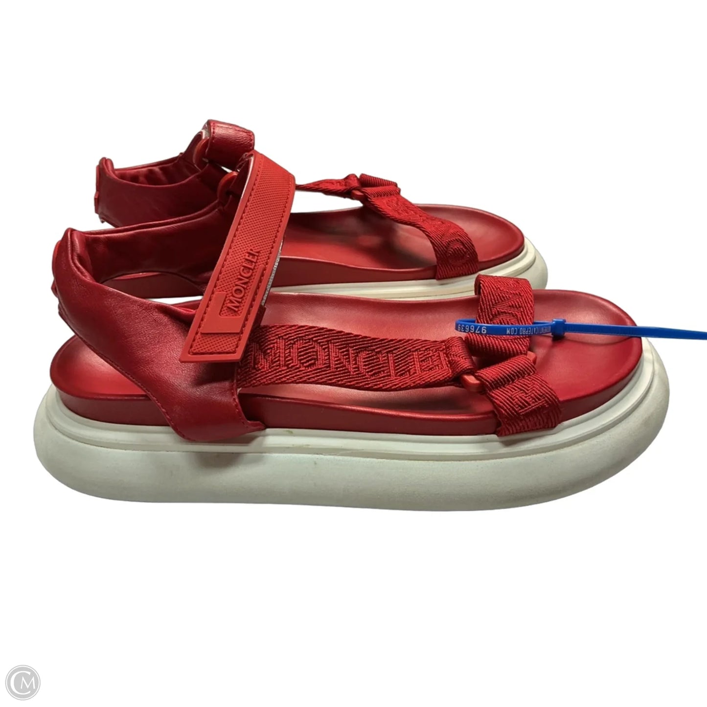 Sandals Luxury Designer By Moncler In Red, Size: 9