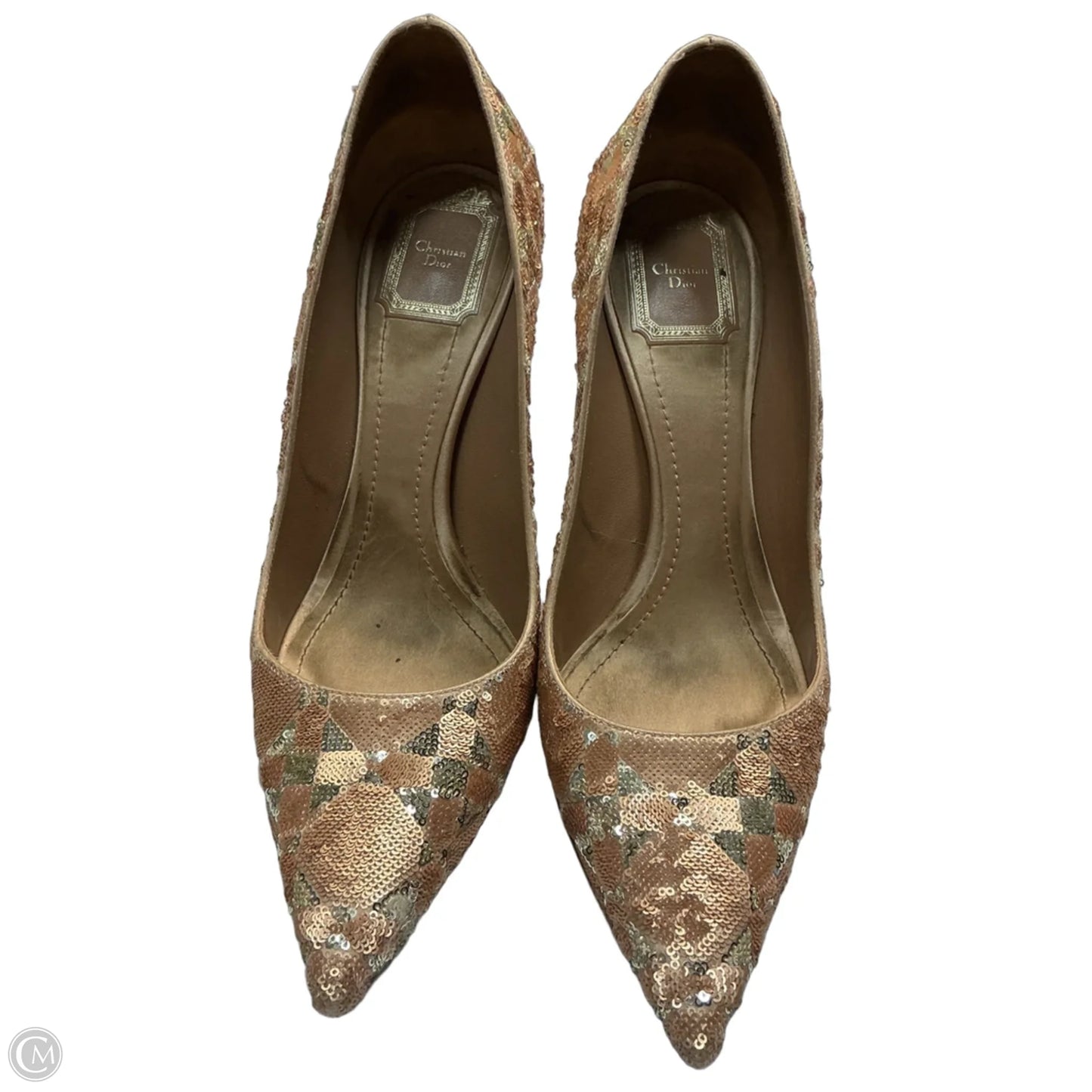 Shoes Luxury Designer By Dior In Gold, Size: 9