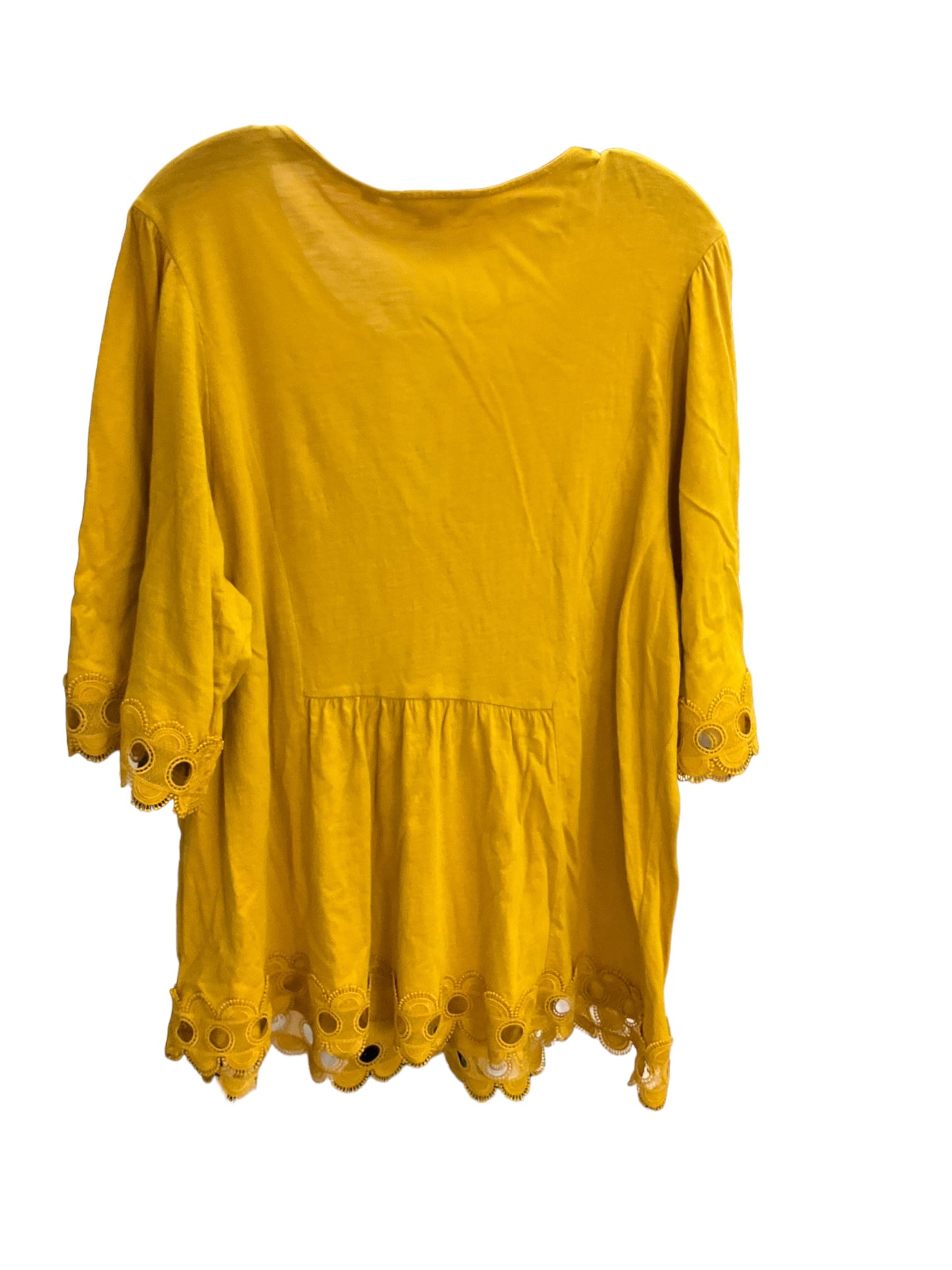 Top 3/4 Sleeve By Boden In Mustard, Size: 18