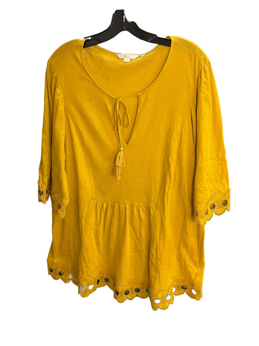 Top 3/4 Sleeve By Boden In Mustard, Size: 18