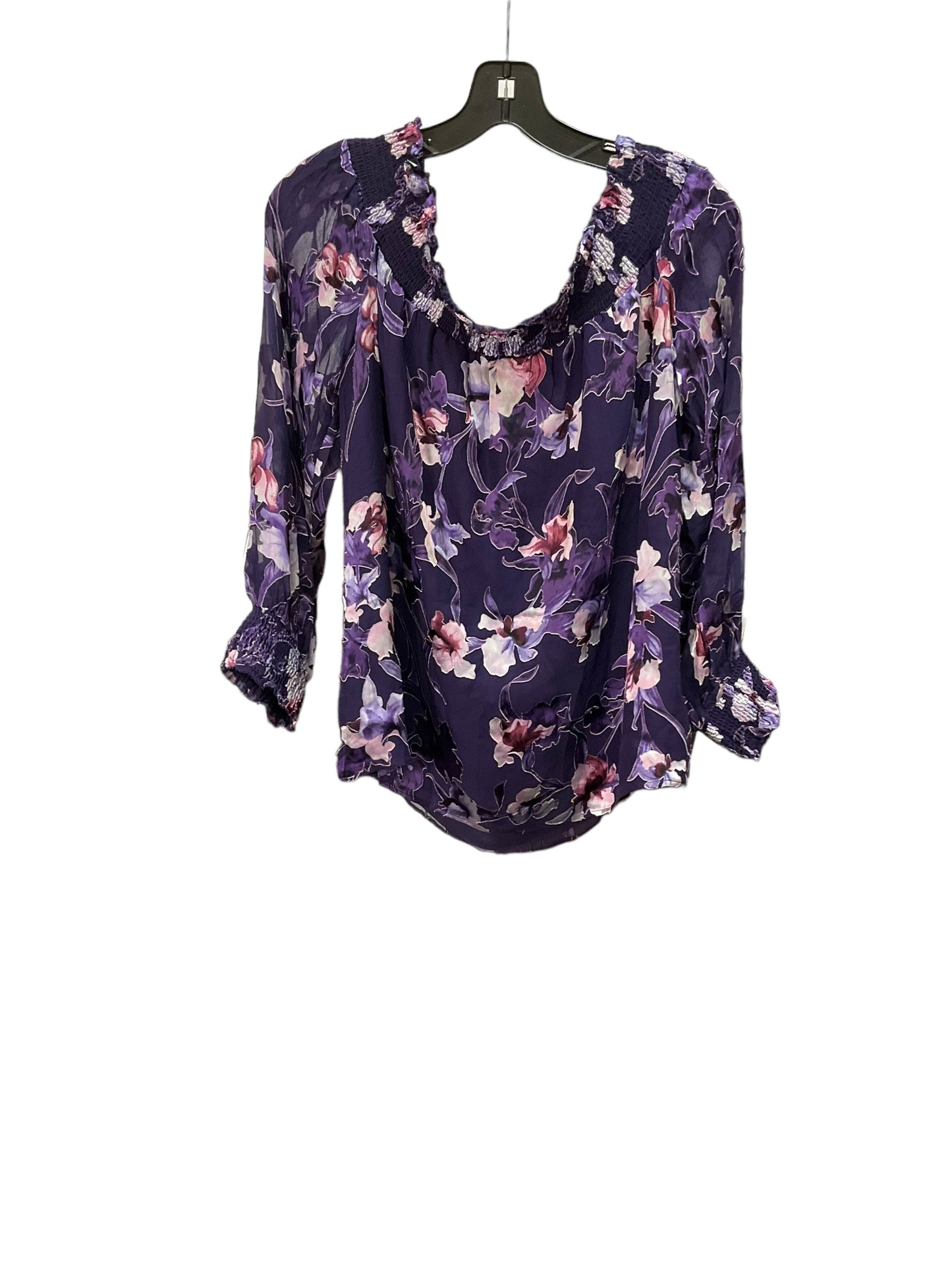 Top Long Sleeve By White House Black Market In Purple, Size: L