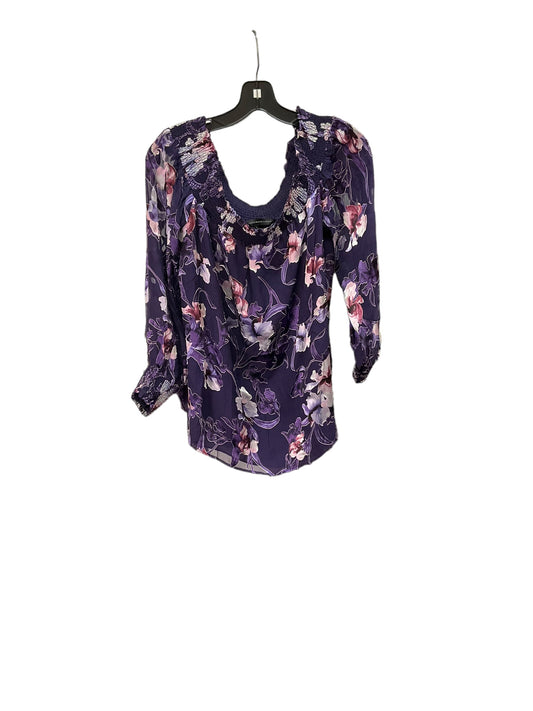 Top Long Sleeve By White House Black Market In Purple, Size: L