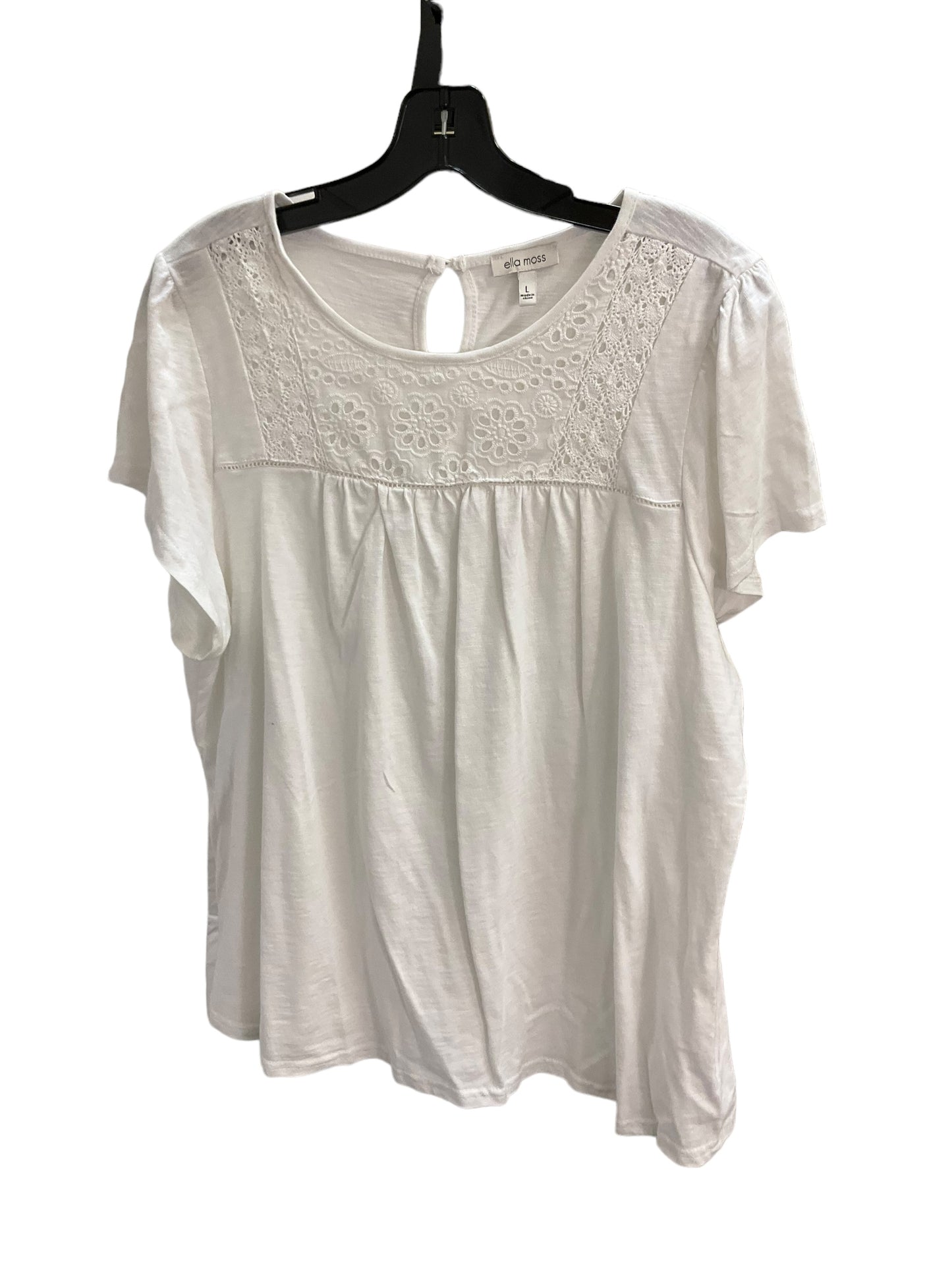 Top Short Sleeve By Ella Moss In White, Size: L