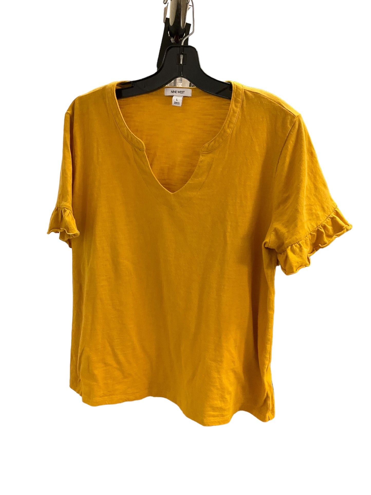 Top Short Sleeve By Nine West Apparel In Mustard, Size: L