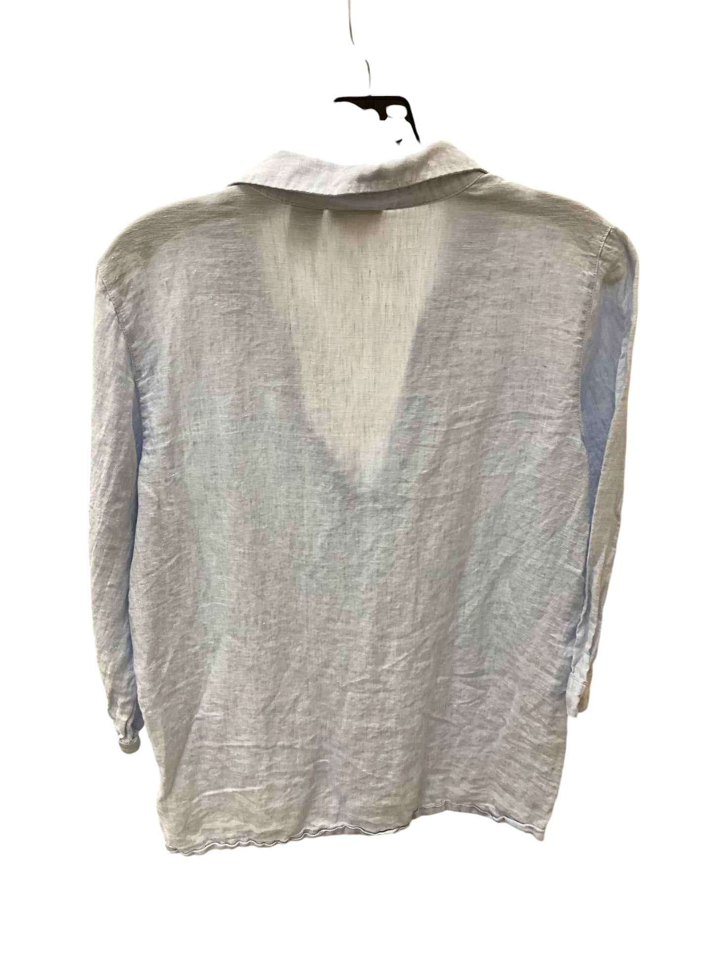 Top Long Sleeve Designer By Tahari In Light Blue, Size: M