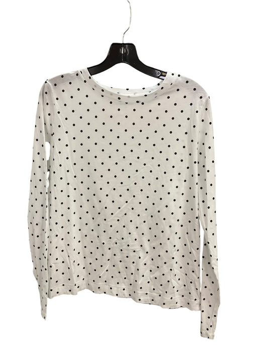 Top Long Sleeve By Loft In White Black, Size: L