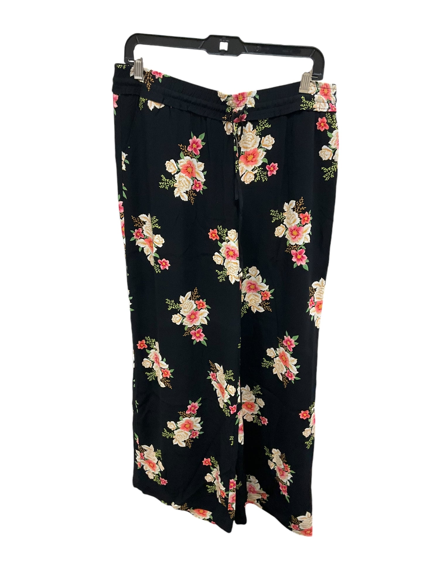 Pants Palazzo By Loft In Black Floral, Size: M