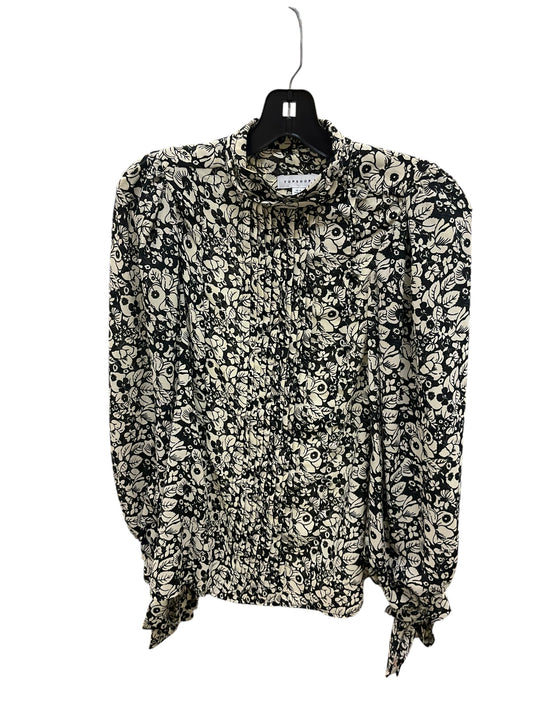 Top Long Sleeve By Top Shop In Black Floral, Size: Xs