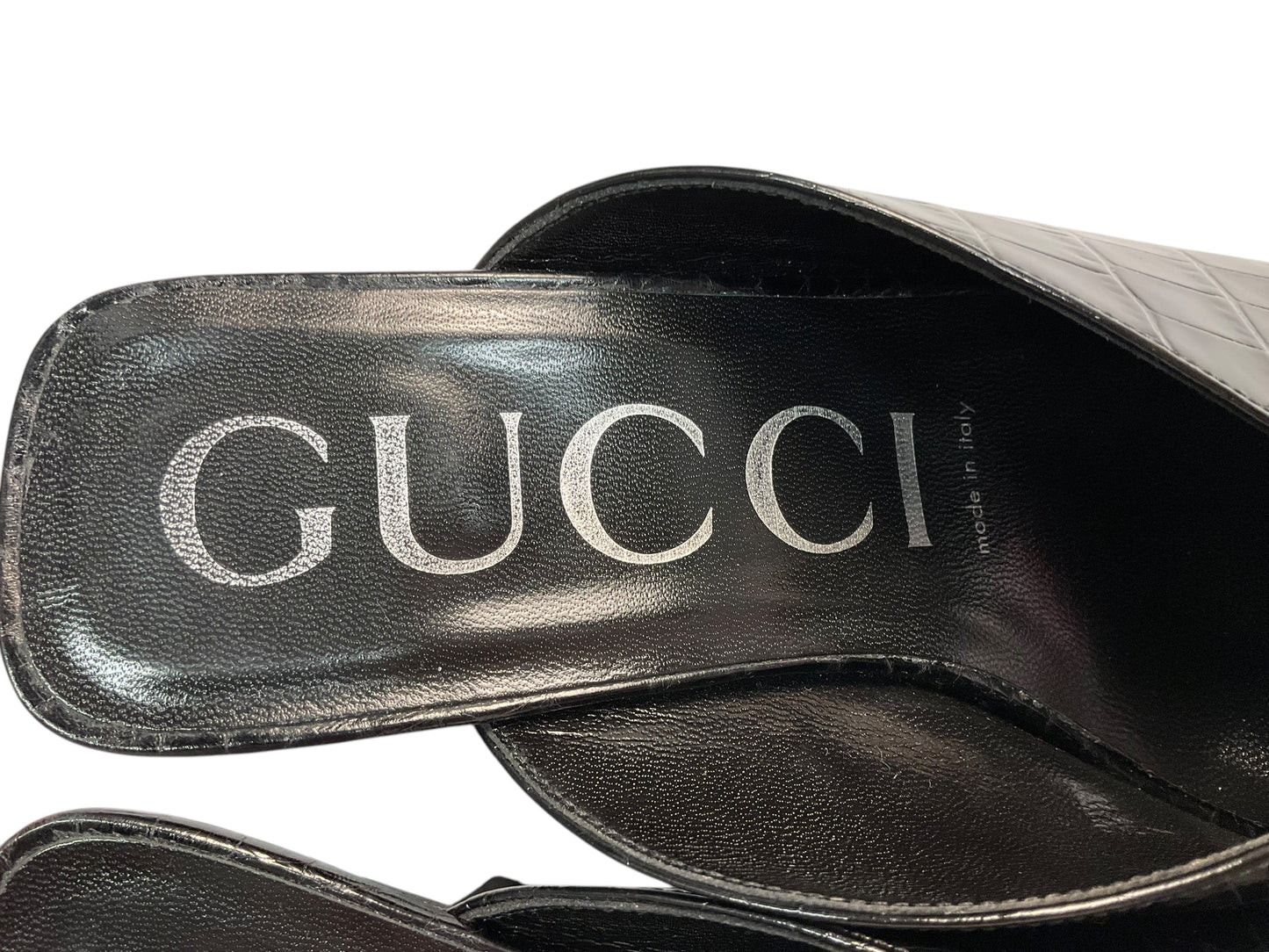 Shoes Luxury Designer By Gucci In Black, Size: 10