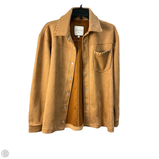 Jacket Shirt By Nordstrom In Tan, Size: M