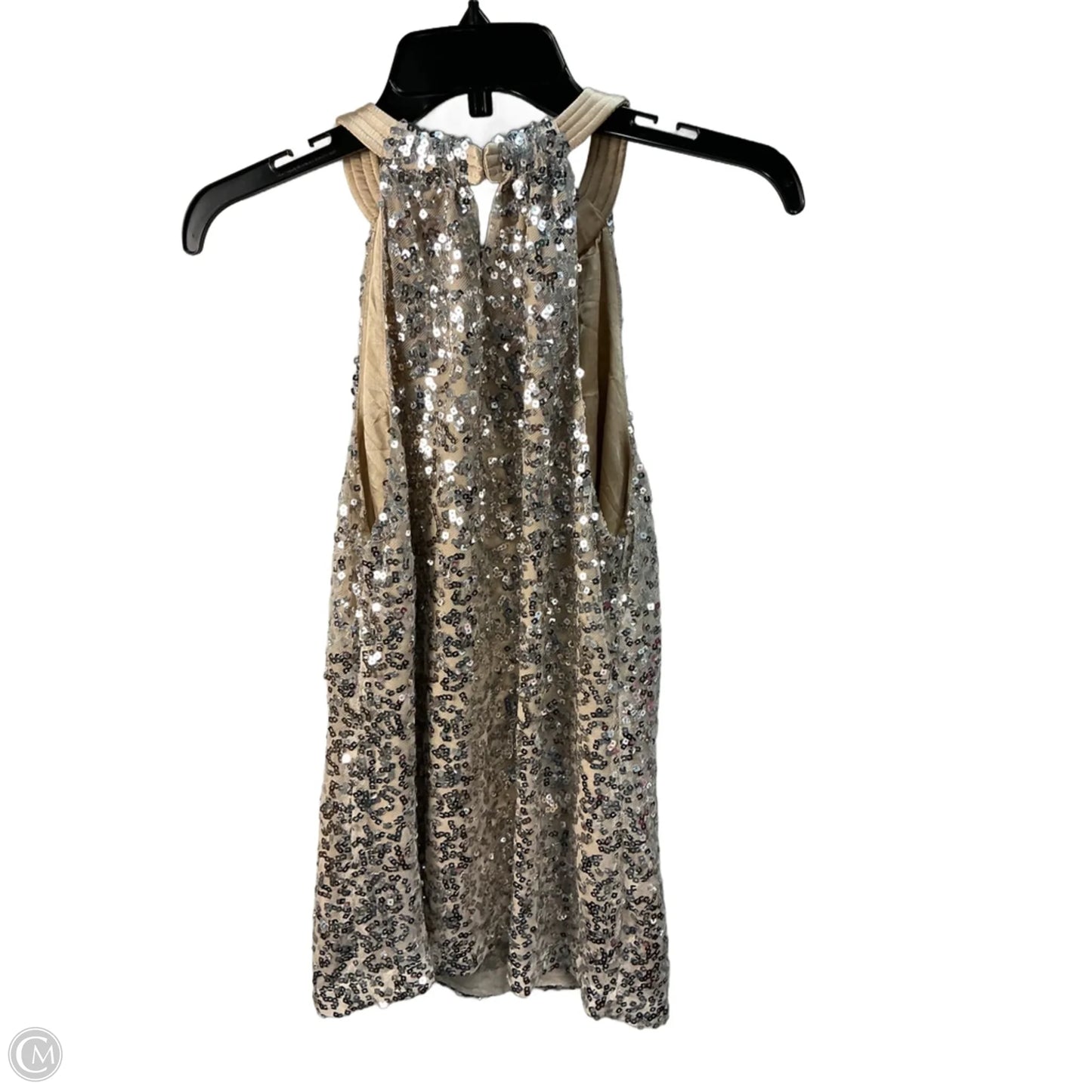 Top Sleeveless By Tahari In Silver & Tan, Size: M
