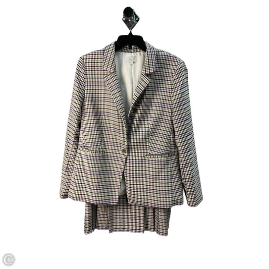 Skirt Suit 2pc By Loft In Plaid Pattern, Size: L