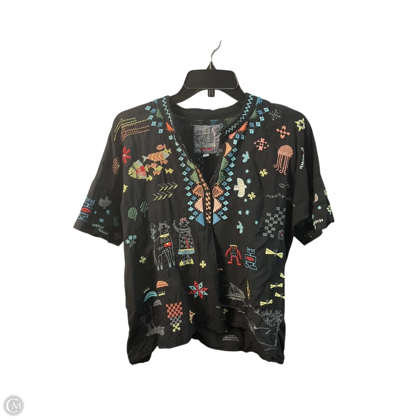 Top Short Sleeve By Johnny Was In Black, Size: Xs