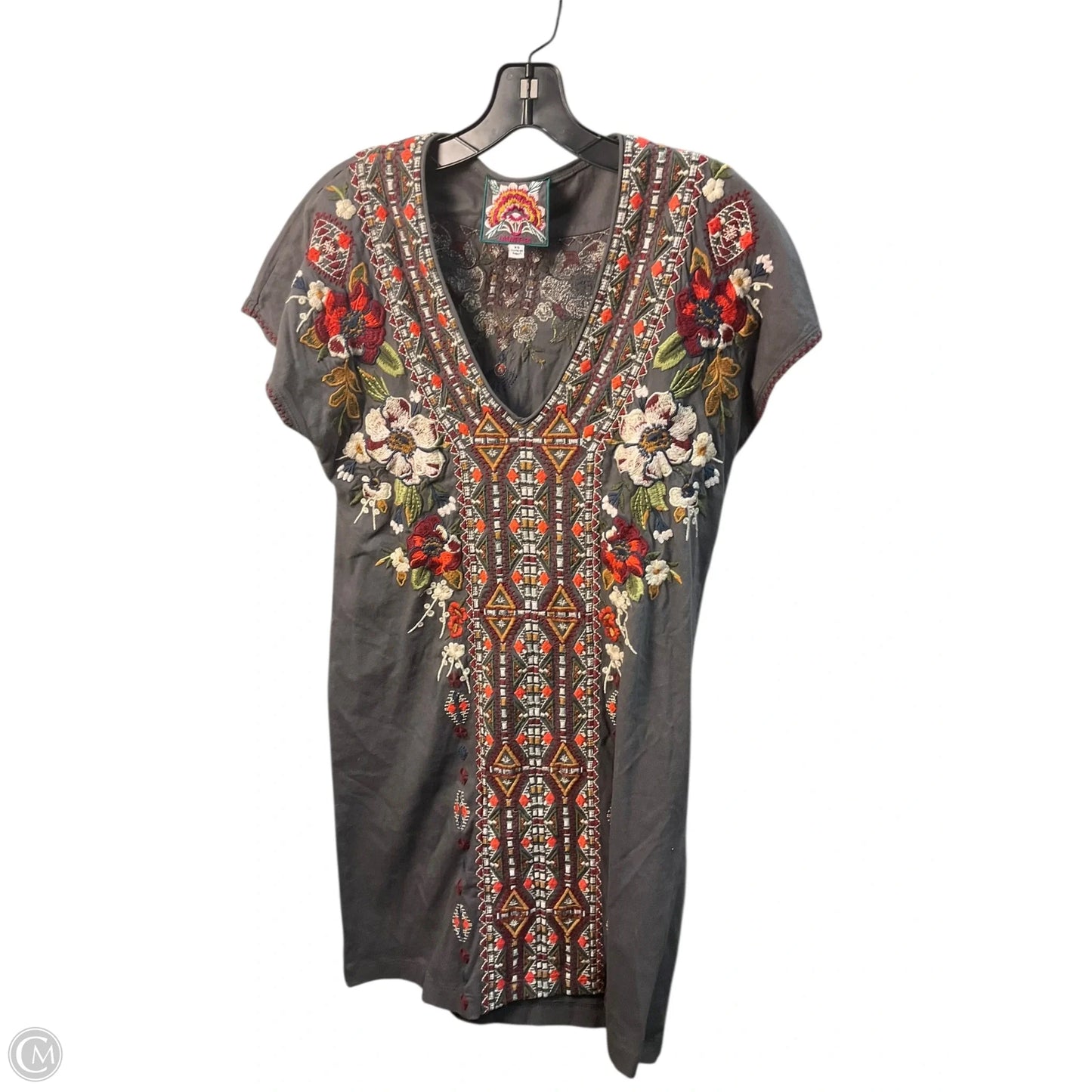 Dress Casual Midi By Johnny Was In Grey, Size: Xs