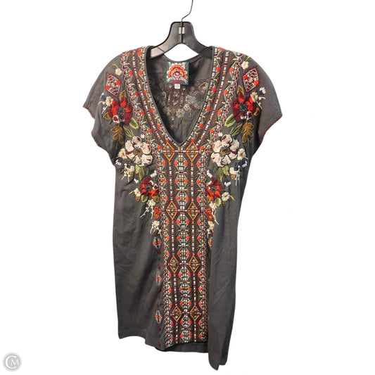Dress Casual Midi By Johnny Was In Grey, Size: Xs