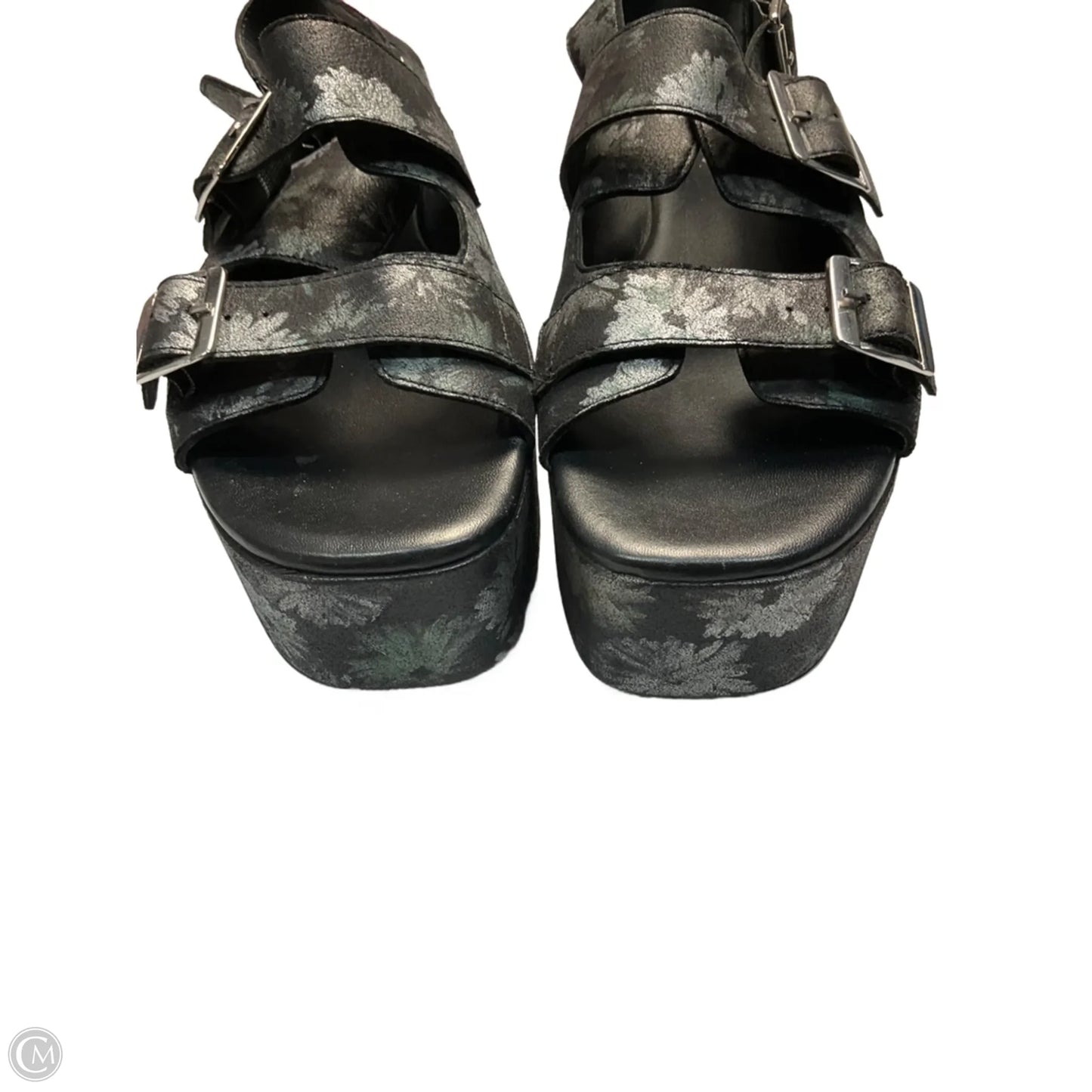 Sandals Heels Platform By Free People In Black & Silver, Size: 9