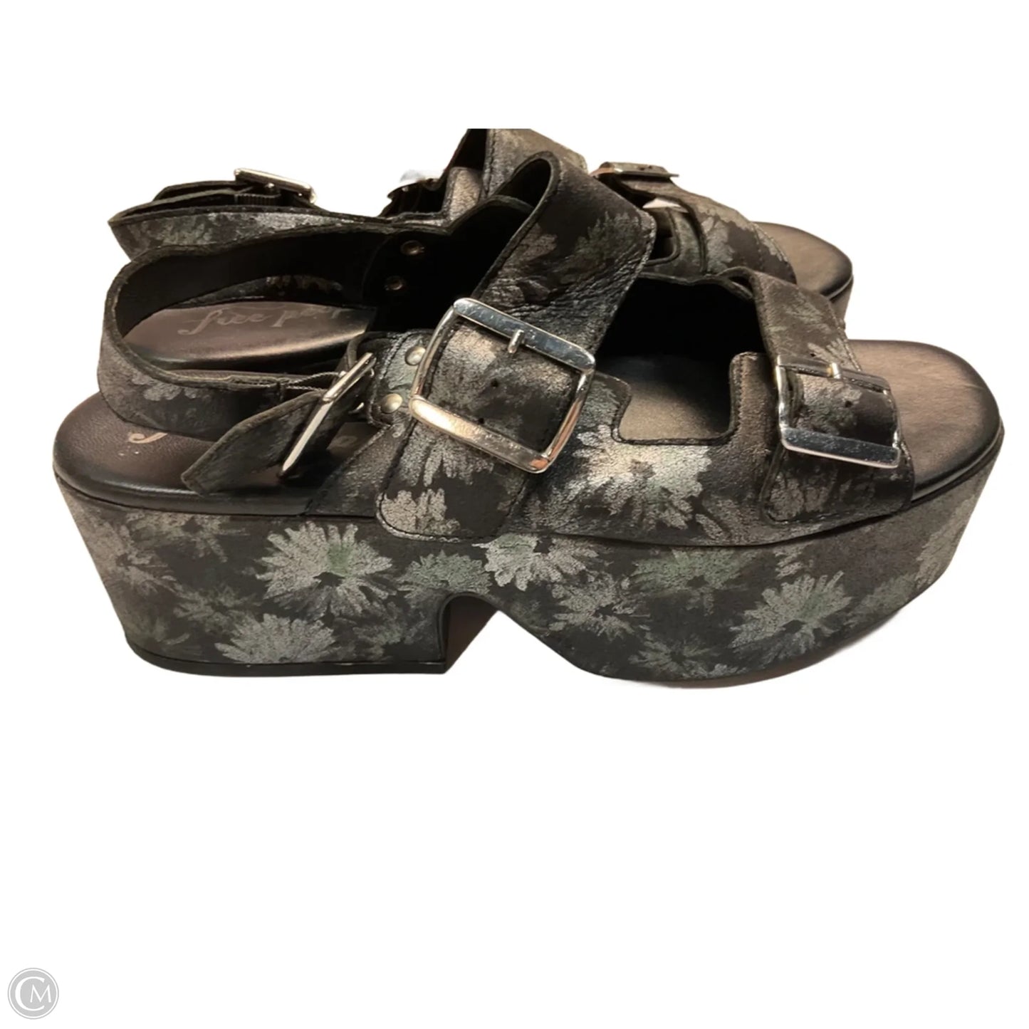 Sandals Heels Platform By Free People In Black & Silver, Size: 9