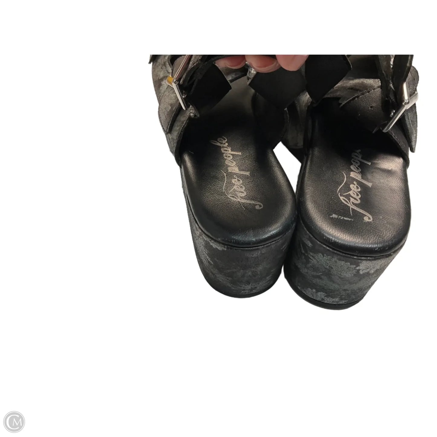 Sandals Heels Platform By Free People In Black & Silver, Size: 9