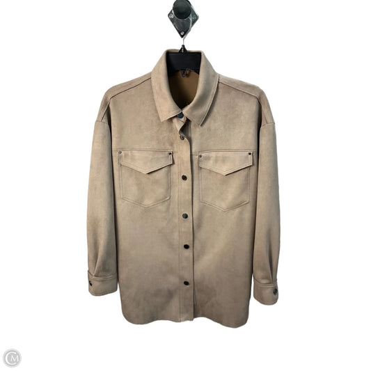 Jacket Shirt By Zara In Taupe, Size: S