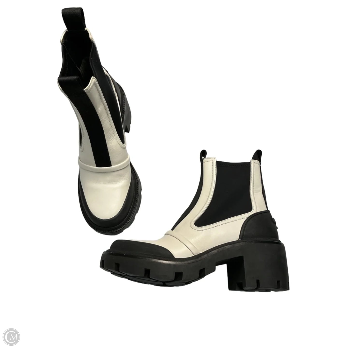 Boots Designer By Tory Burch In Black & White, Size: 8