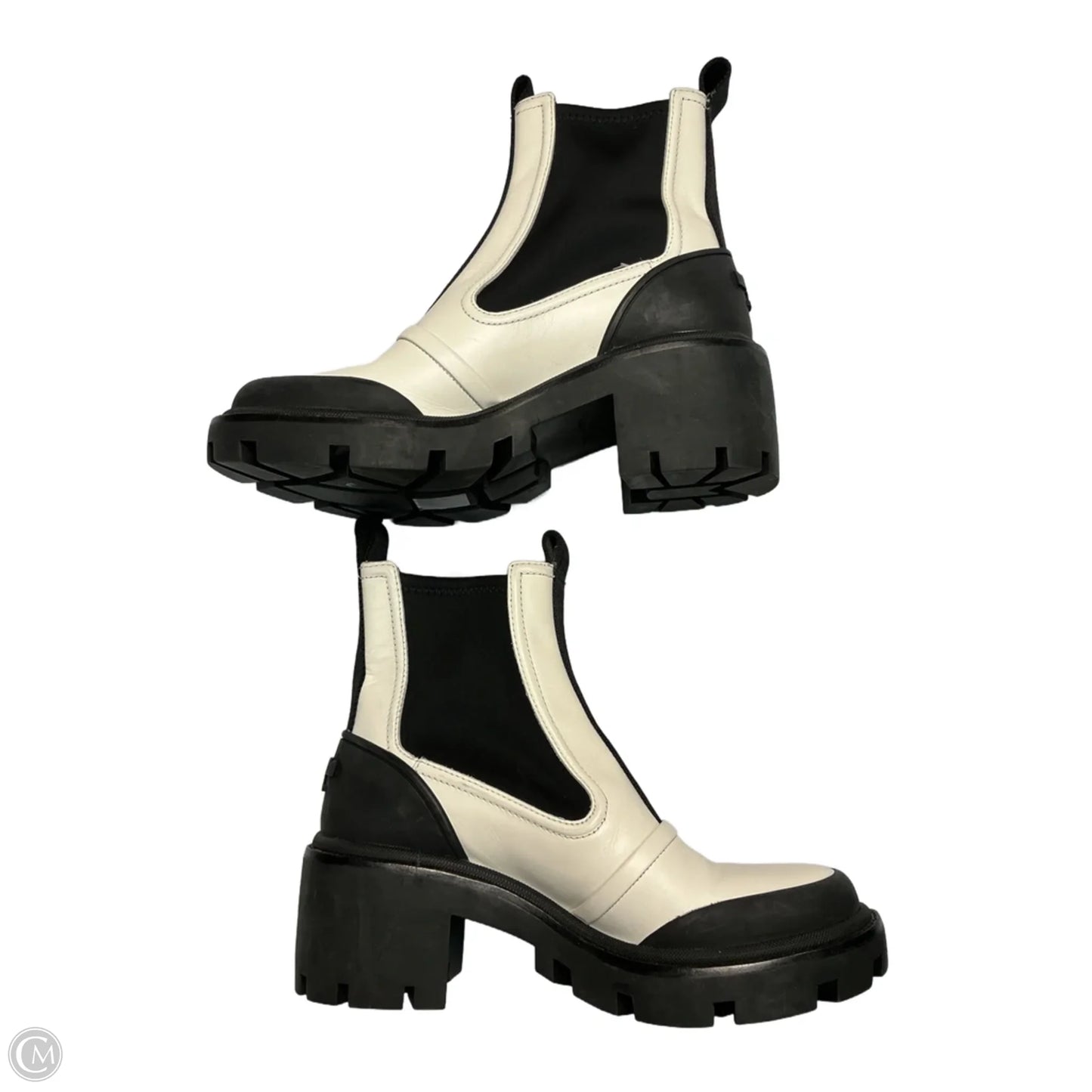 Boots Designer By Tory Burch In Black & White, Size: 8