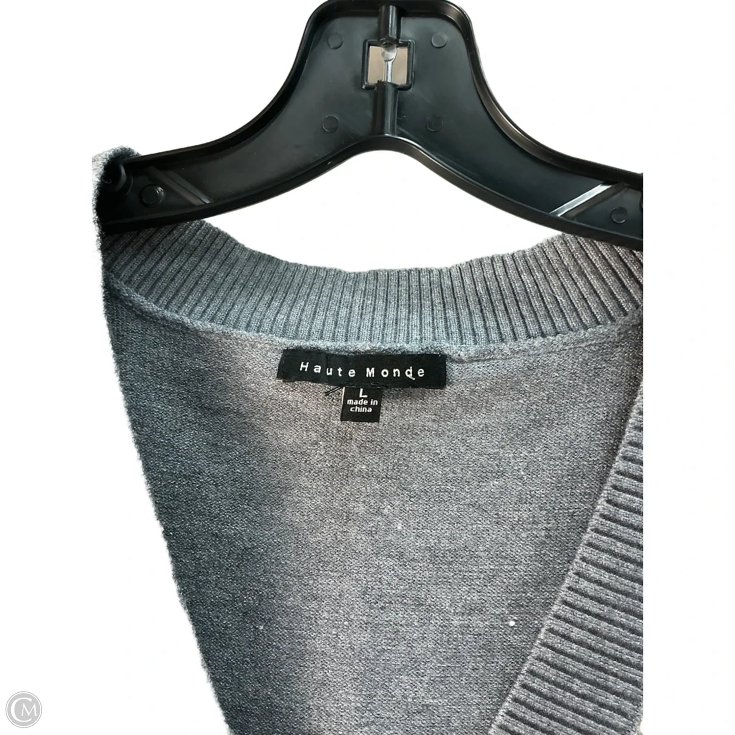 Vest Sweater By Haute Monde In Grey, Size: L