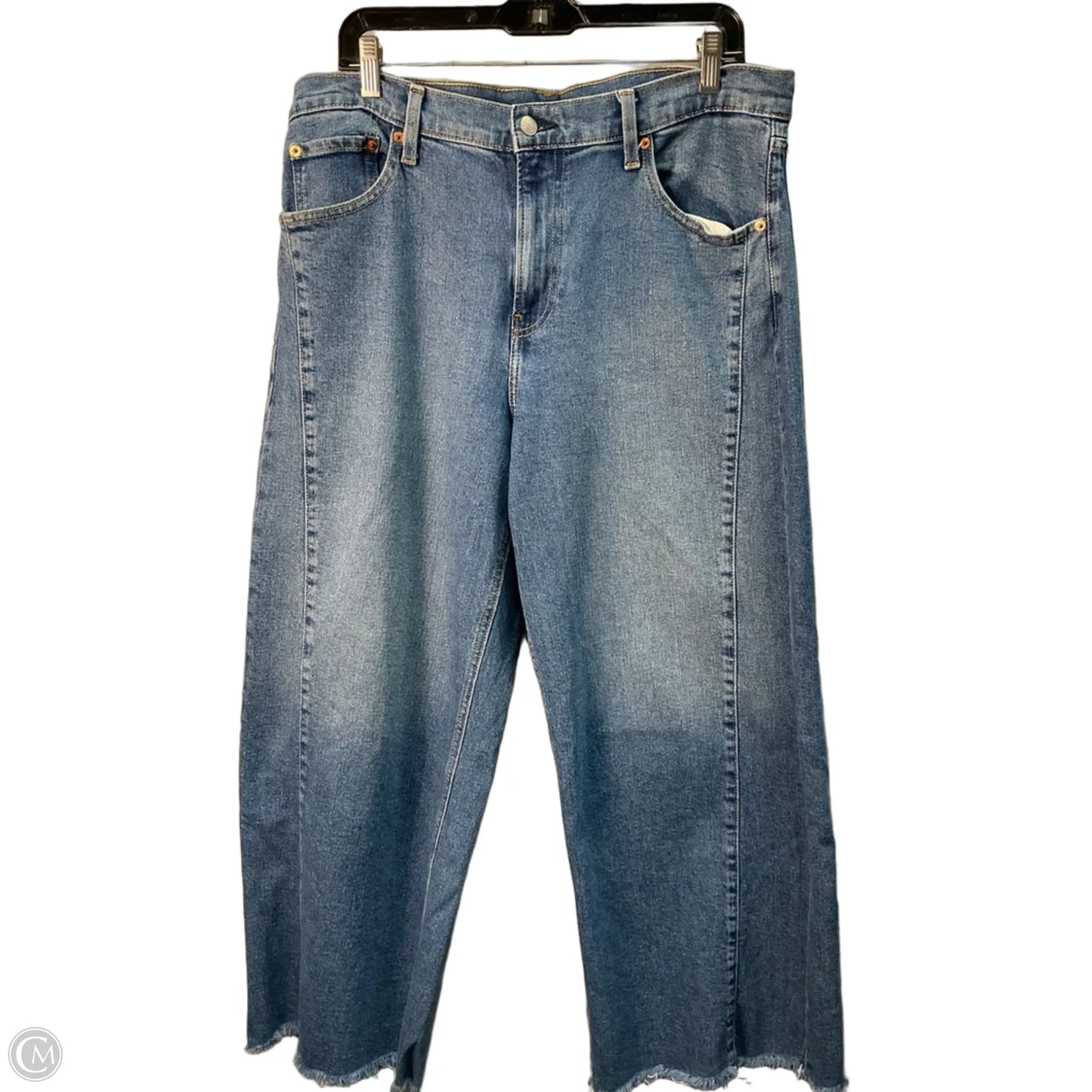 Jeans Wide Leg By Gap In Blue Denim, Size: 14