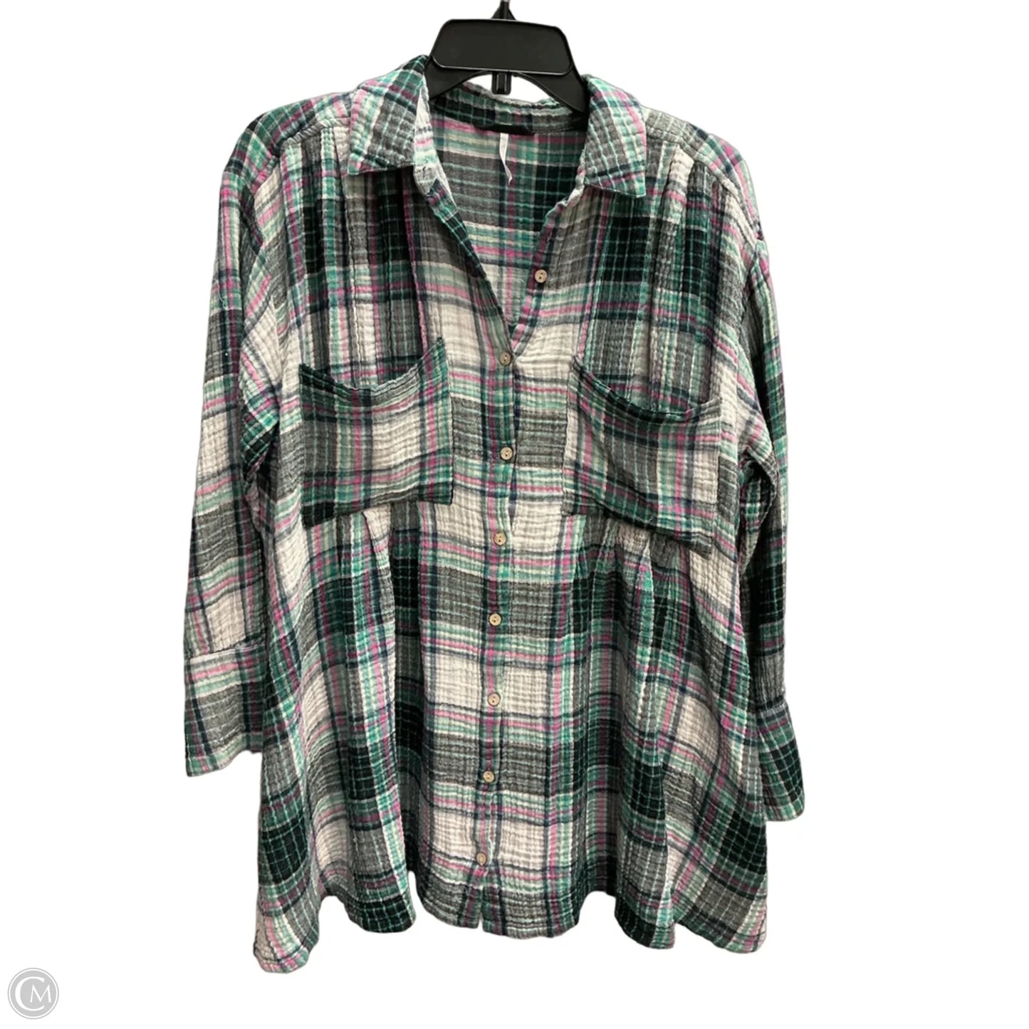 Top Long Sleeve By Free People In Plaid Pattern, Size: S
