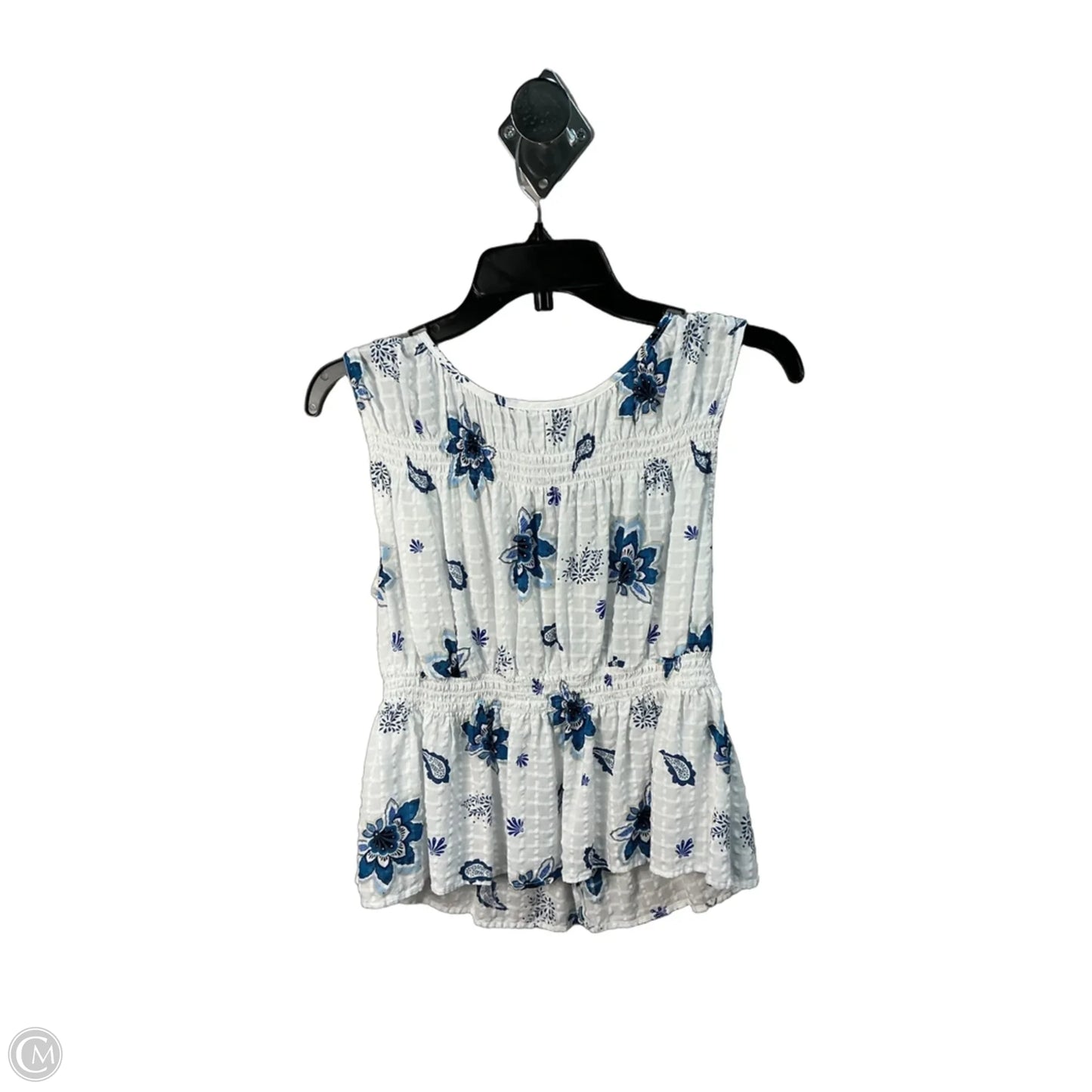 Top Sleeveless By Loft In Blue & White, Size: M
