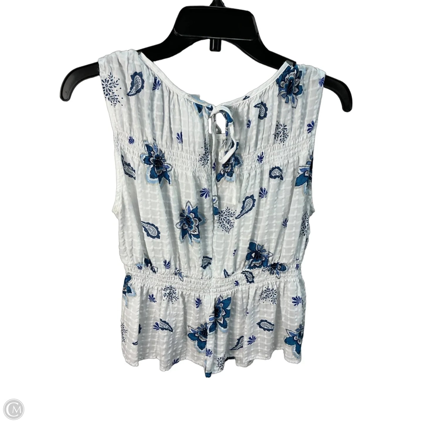 Top Sleeveless By Loft In Blue & White, Size: M