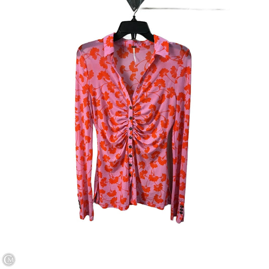 Top Long Sleeve By Free People In Pink, Size: S